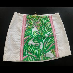 Lilly Pulitzer White & Green Floral Skirt